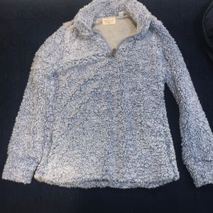 Blue fuzzy zip up